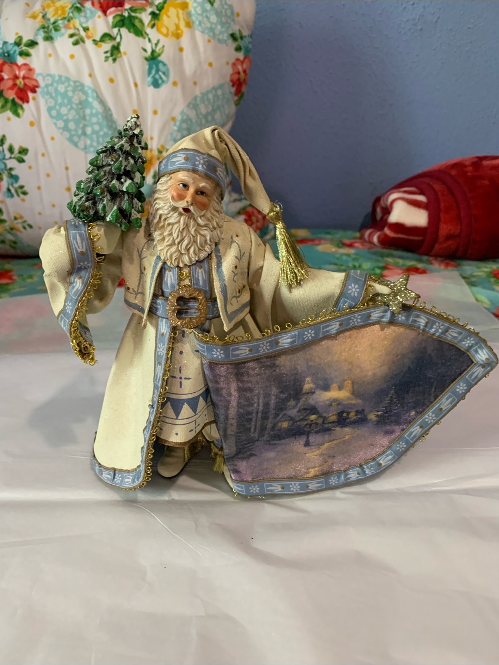 Vintage Thomas Kinkade Frosty Christmas Eve Old World Portrait Santa 2003